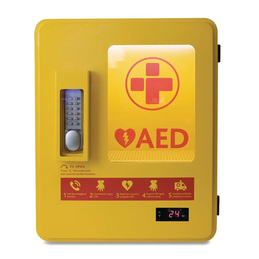 Automated External Defibrillator Alarmed Outdoor Heated Metal Cabinet - Image 2