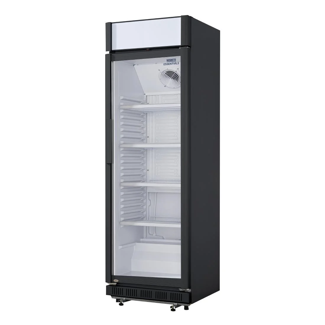Nisbets Essentials Upright Display Cooler Black with Light Box - 354Ltr - Image 2