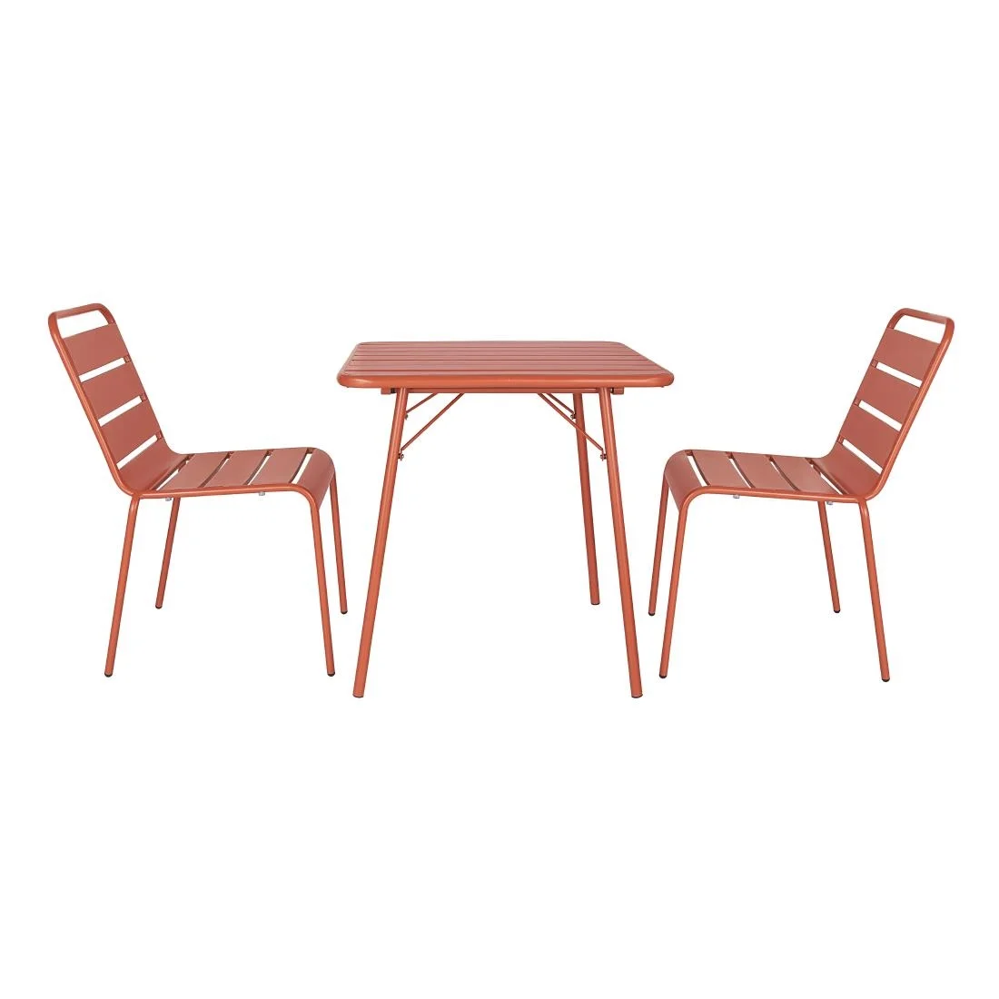 Bolero Terracotta Slatted Steel Side Chairs (Pack of 4) - Image 9
