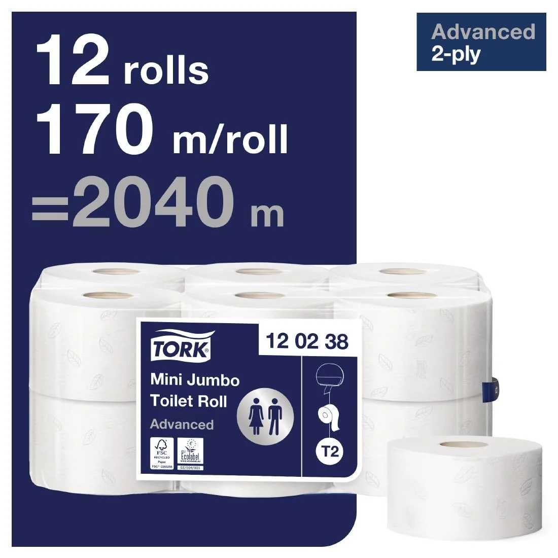 Tork Mini Jumbo Toilet Roll Refill 170m - Image 3