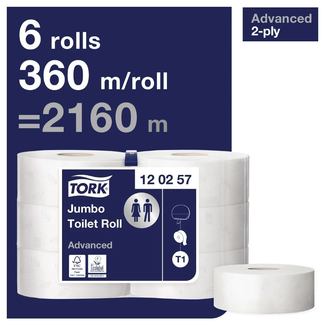 Tork White Jumbo Toilet Roll - Image 3