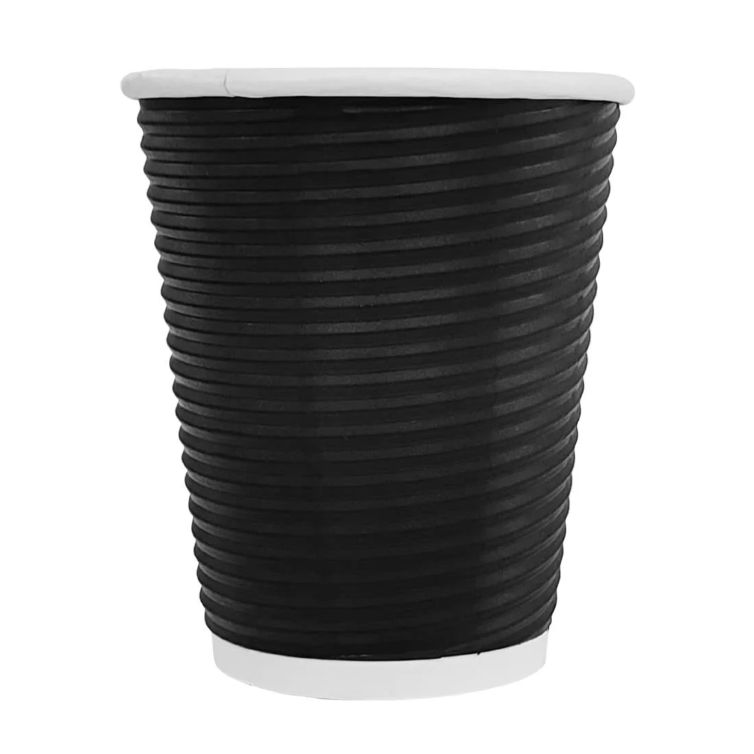 Fiesta Recyclable Coffee Cups Ripple Wall Black 340ml / 12oz (Pack of 25)