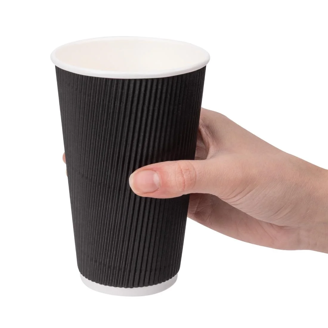 Fiesta Recyclable Ripple Wall Takeaway Coffee Cups Black 455ml / 16oz (Pack of 25) - Image 4