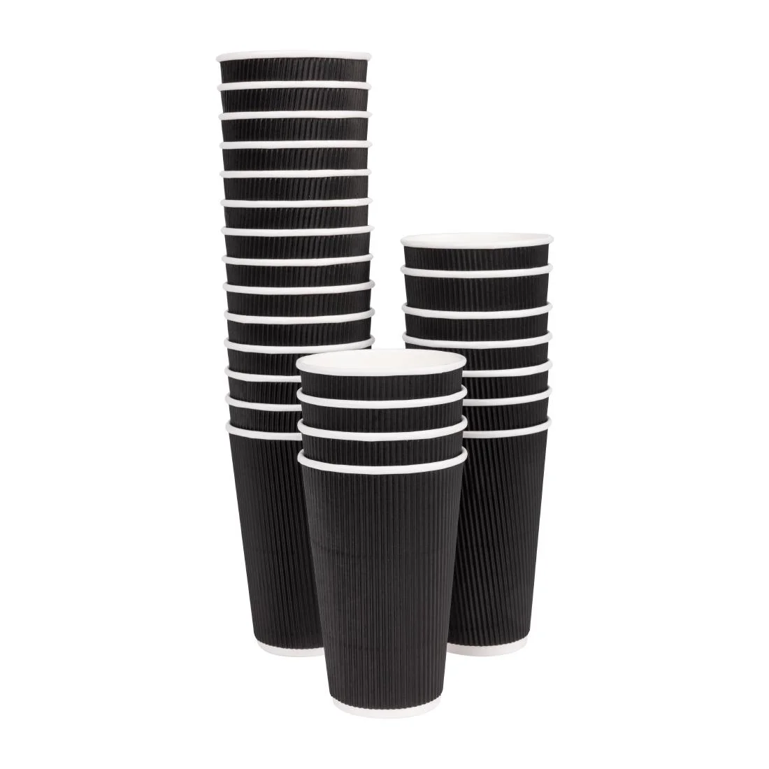 Fiesta Recyclable Ripple Wall Takeaway Coffee Cups Black 455ml / 16oz (Pack of 25) - Image 5