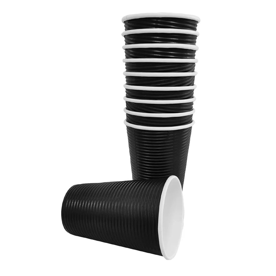 Fiesta Recyclable Ripple Wall Takeaway Coffee Cups Black 455ml / 16oz (Pack of 500) - Image 4