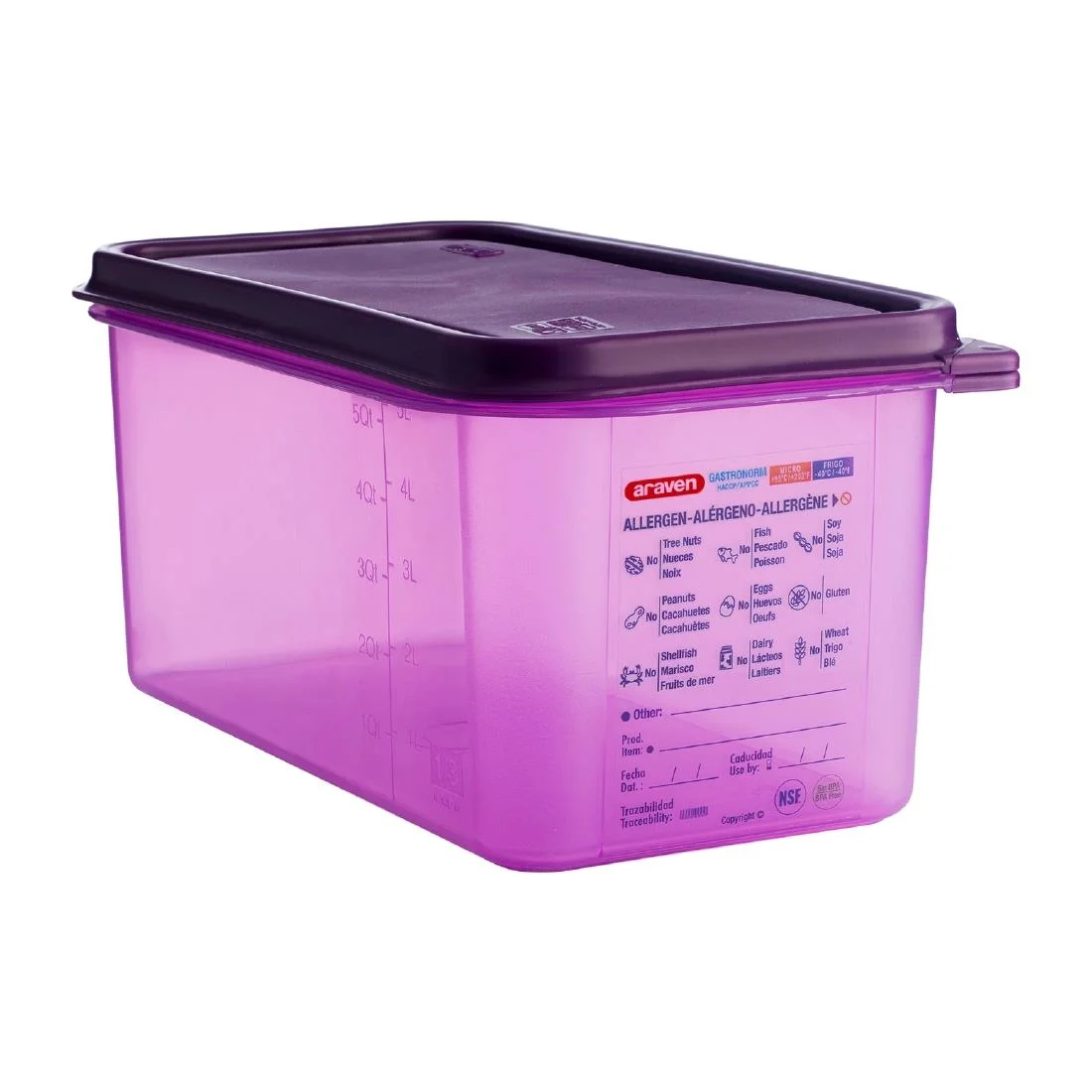 Araven 1/3 GN Polypropylene Gastronorm Food Container 6L