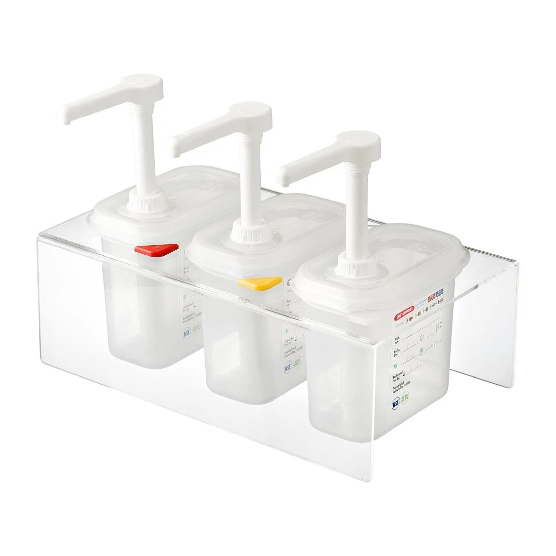 Araven Sauce Dispensers GN 1/9 Transparent 1.5Ltr Set of 3