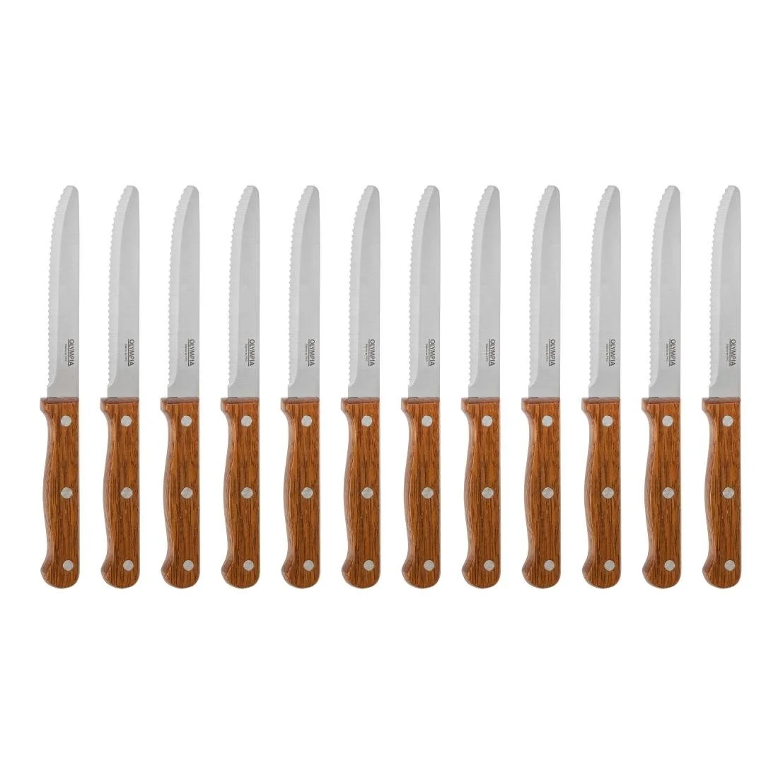 Olympia Rounded Steak Knives with Merbau Wood Handles (12 Pack) - Image 8