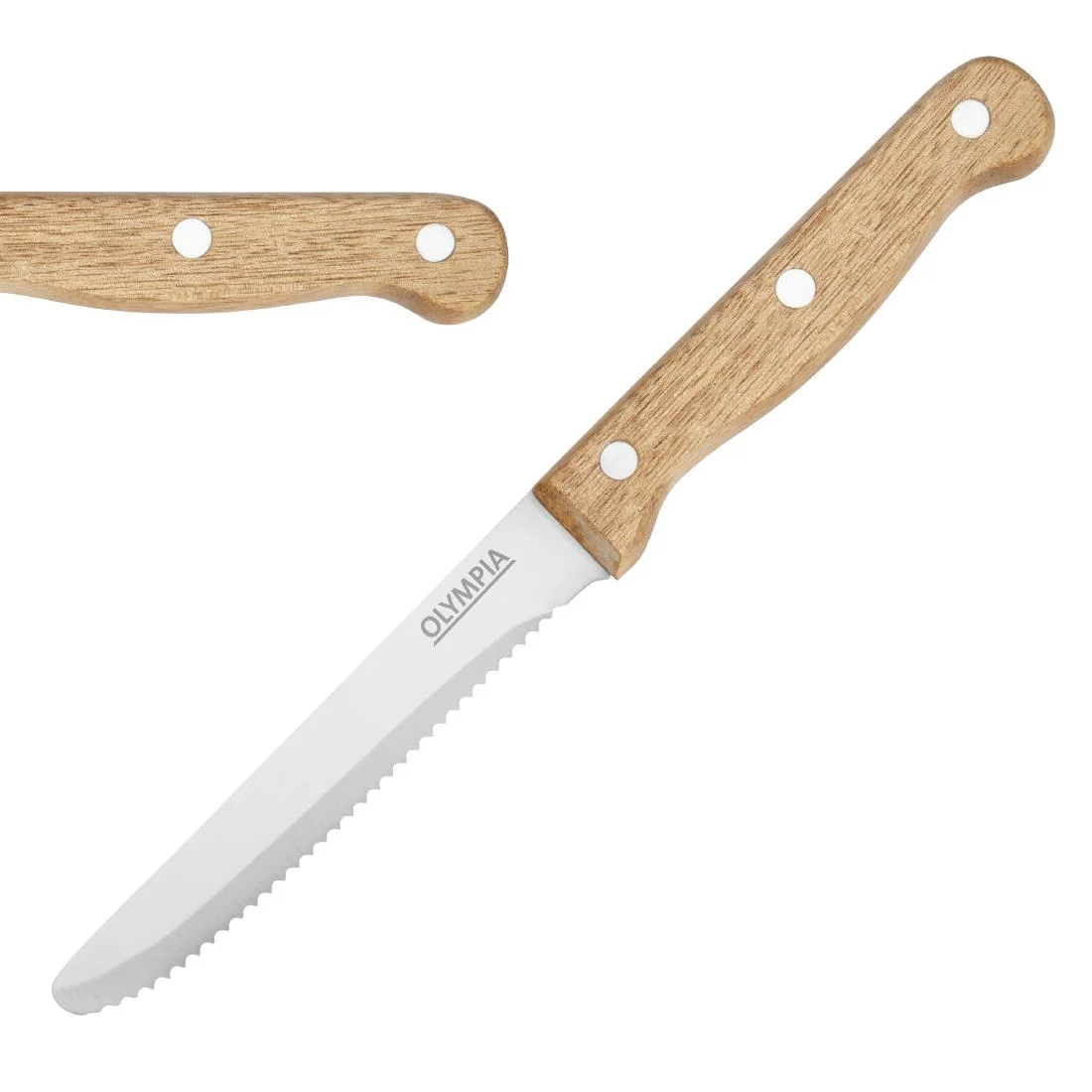 Olympia Rounded Steak Knives with Merbau Wood Handles (12 Pack)