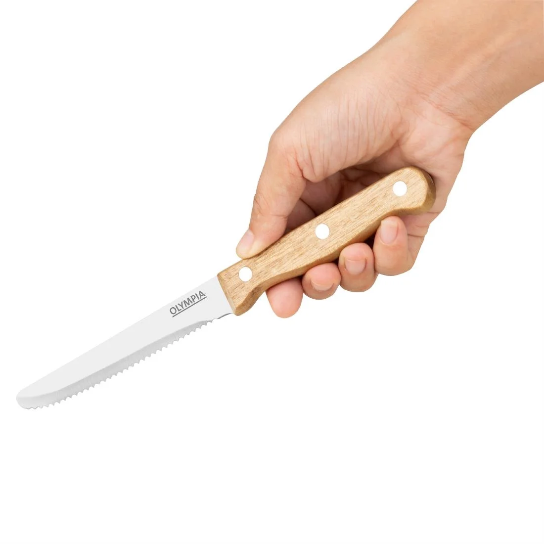Olympia Rounded Steak Knives with Merbau Wood Handles (12 Pack) - Image 2