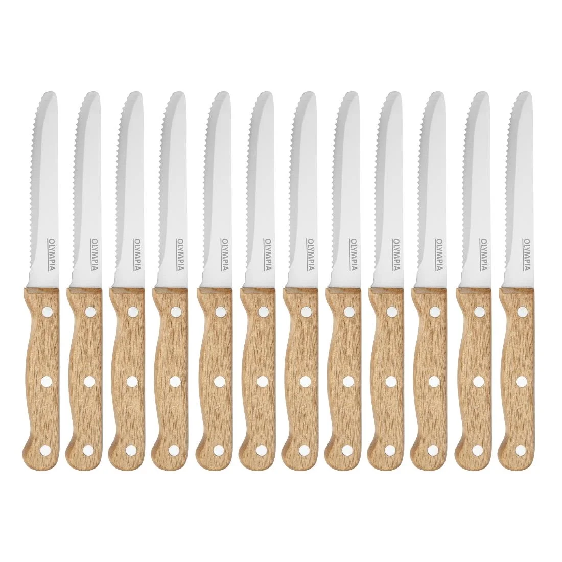 Olympia Rounded Steak Knives with Merbau Wood Handles (12 Pack) - Image 6