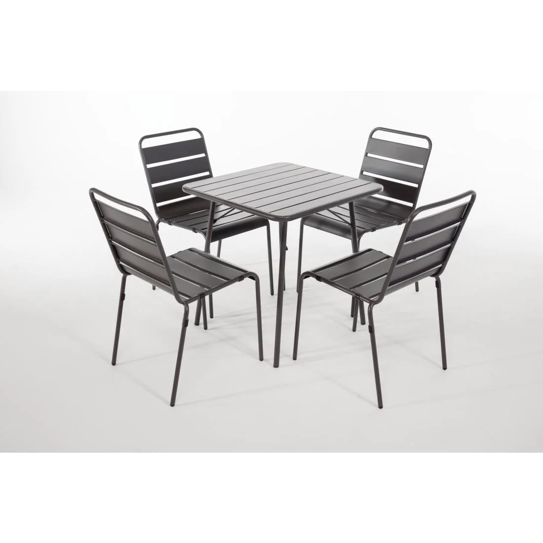 Bolero Slatted Steel Side Chairs Grey (Pack of 4) - Image 4