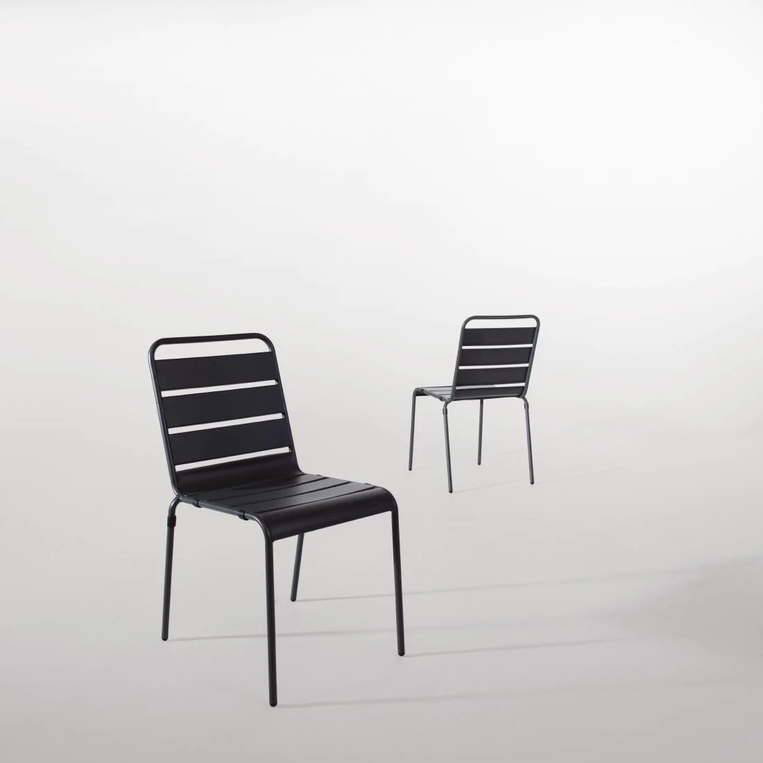 Bolero Slatted Steel Side Chairs Grey (Pack of 4) - Image 6