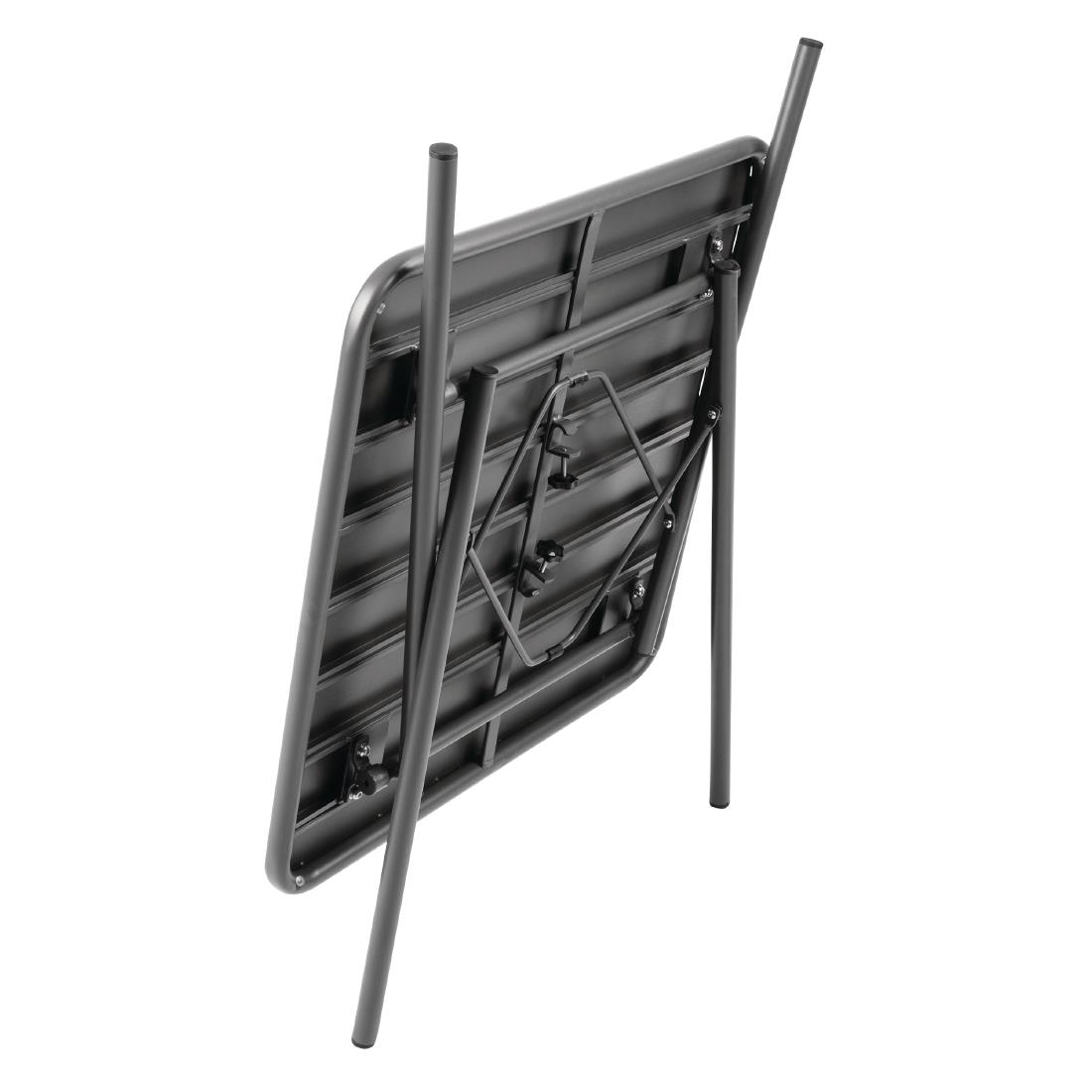 Bolero Slatted Square Steel Table Grey 700mm