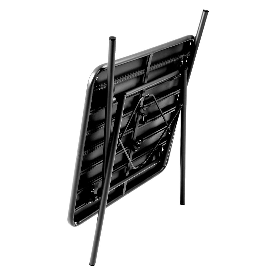 Bolero Slatted Square Steel Table Black 700mm