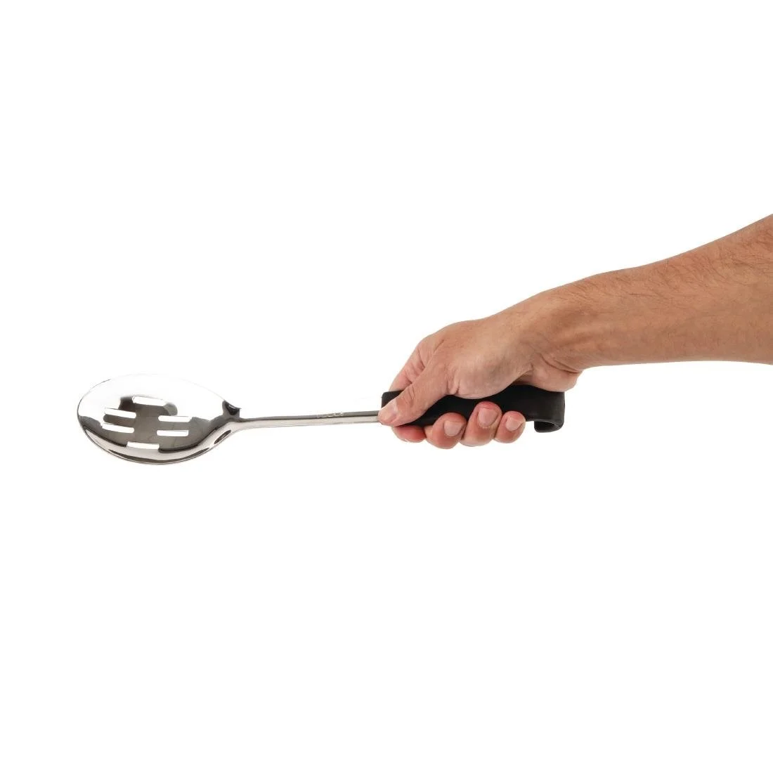 Vogue Slotted Serving Spoon Black Handle 340mm - Image 4