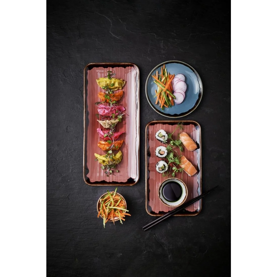 Dudson Harvest Plum Organic Coupe Rect Platter 13 3/4X6 1/4 inch (6 Pack) - Image 2