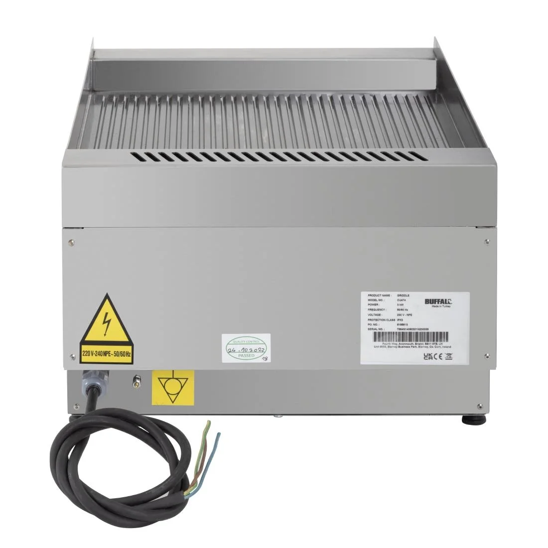 Buffalo 600 Series Ribbed Electric Griddle 400mm - Image 2