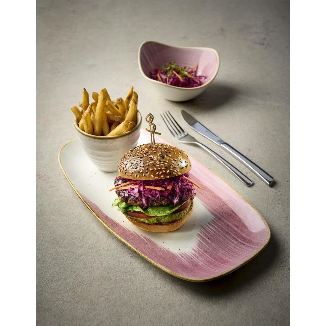 Churchill Stonecast Accents Chefs Oblong Plates Petal Pink 355x189mm (6 Pack) - Image 3