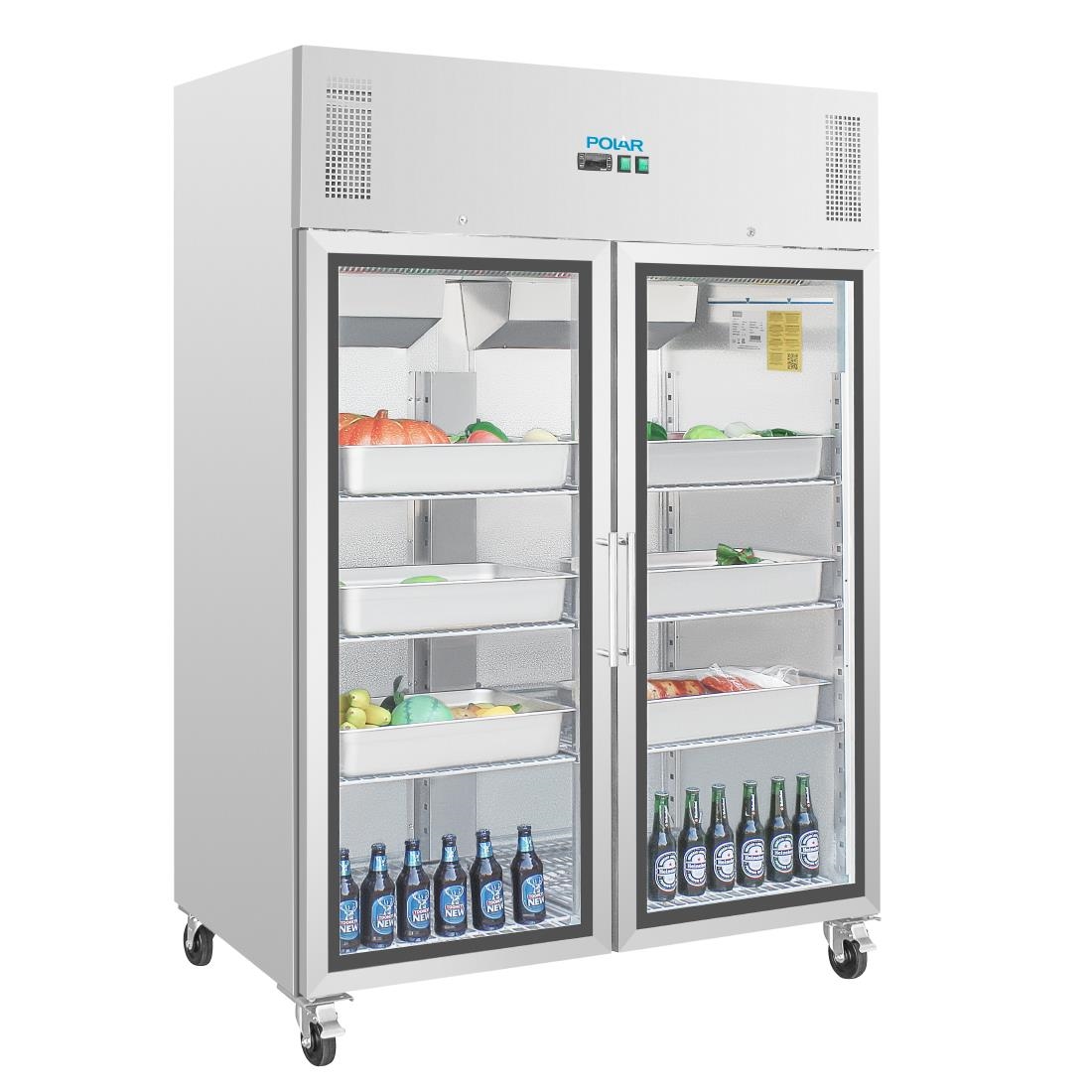 Polar Upright Double Glass Door Gastro Refrigerator 1200Ltr