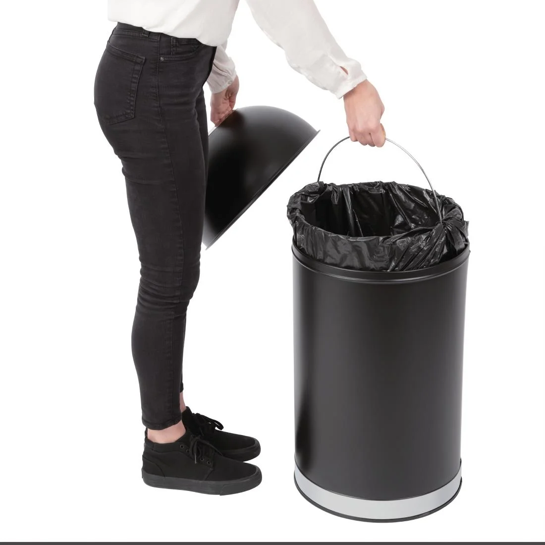 Bolero Bullet Bin with Open Top Lid Black 40Ltr - Image 6