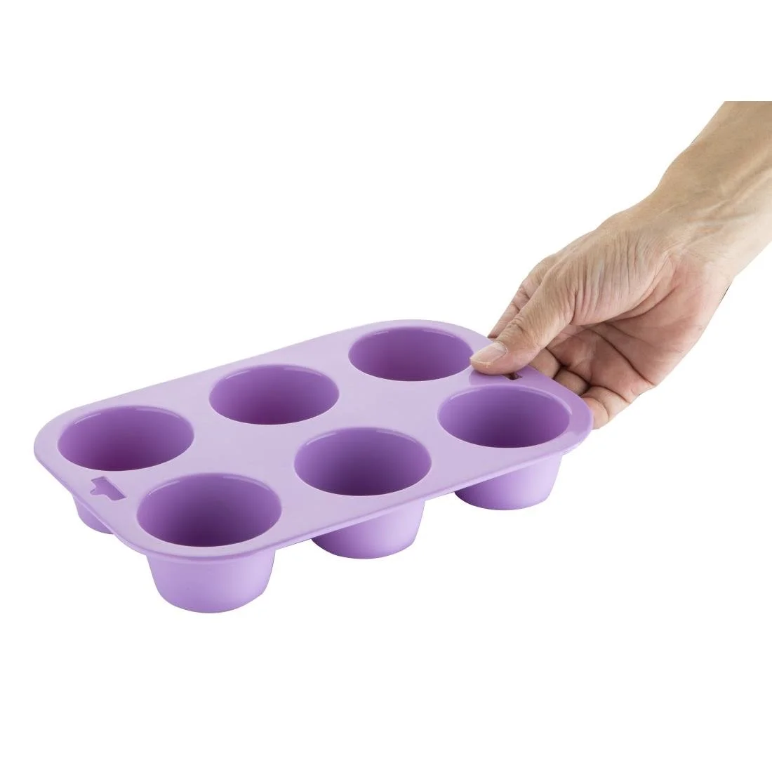 Hygiplas Flexible Silicone Six Hole Purple Muffin Pan - Image 2