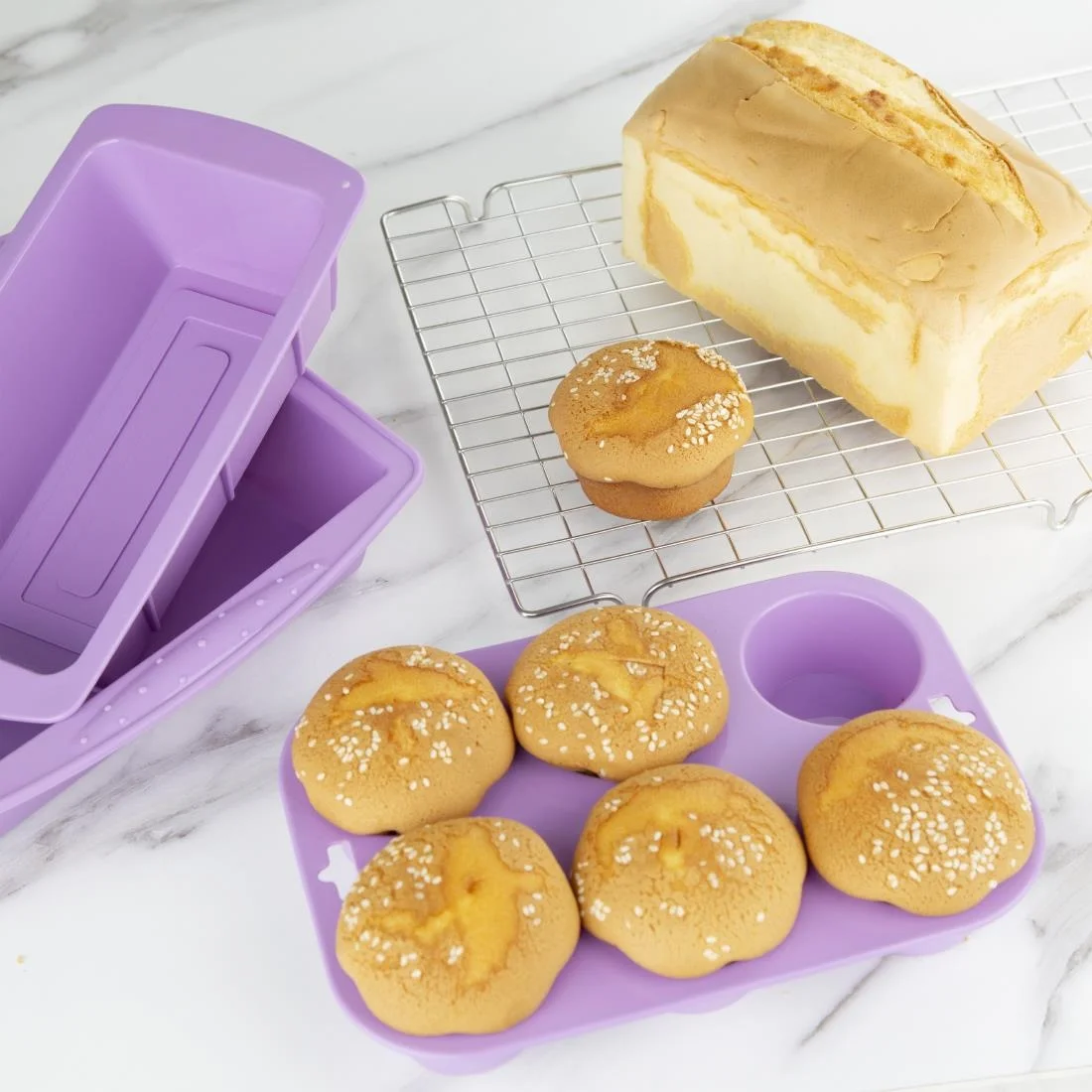 Hygiplas Flexible Silicone Six Hole Purple Muffin Pan - Image 5
