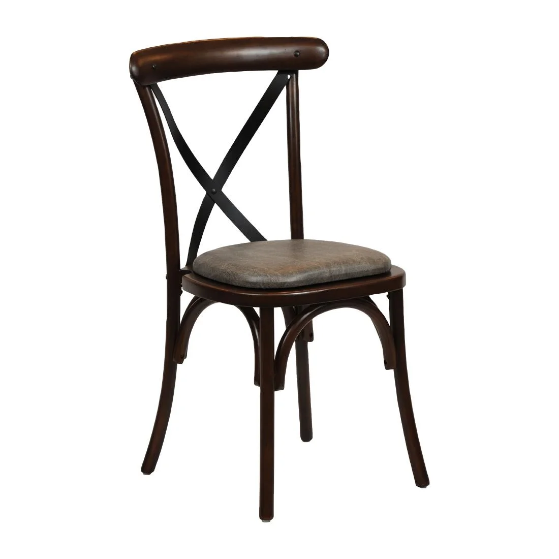 Bristol Dining Chair Dark Walnut with Padded Seat Saddle Ash (Pack of 2)