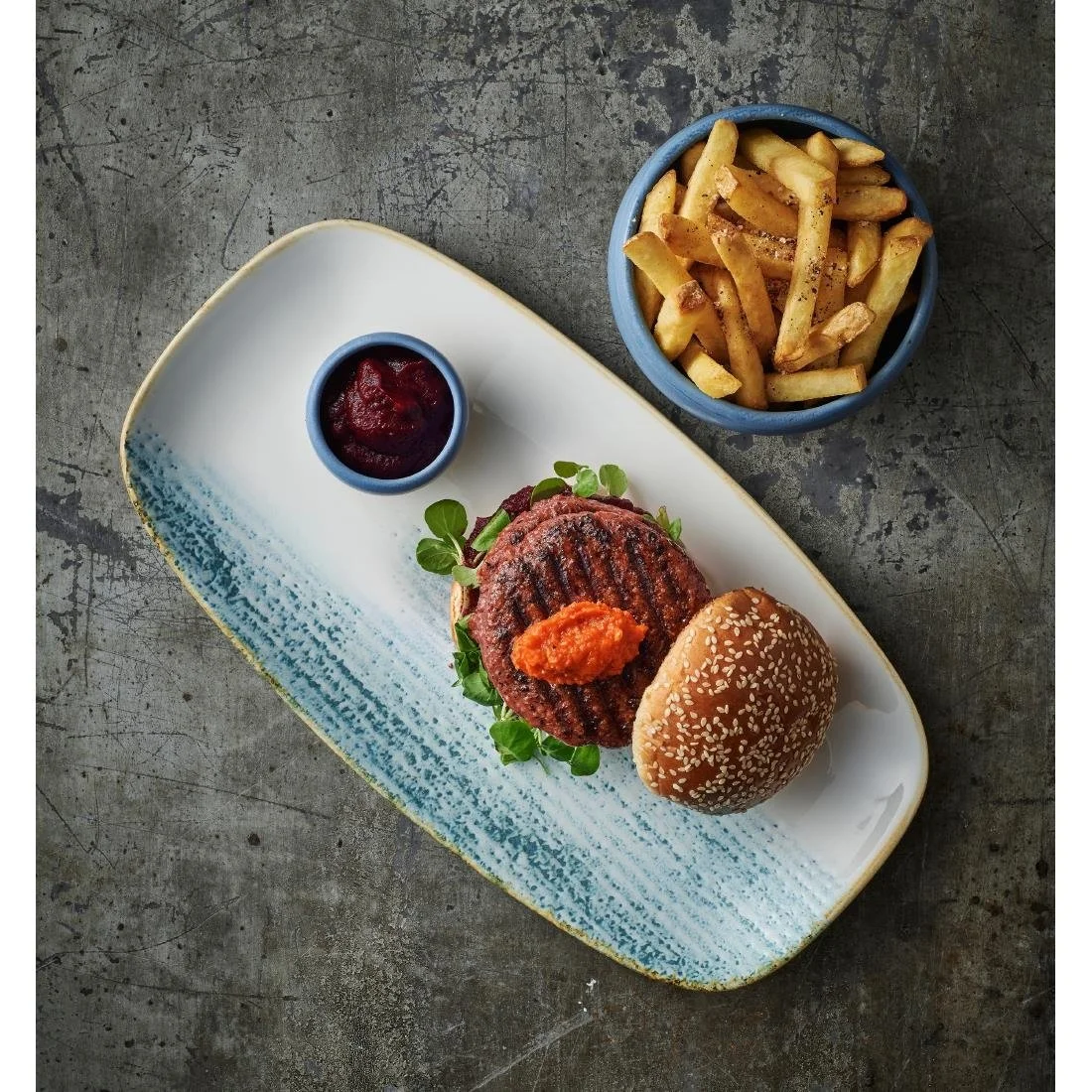 Churchill Homespun Accents Oblong Plates Aquamarine 355x189mm (6 Pack) - Image 2