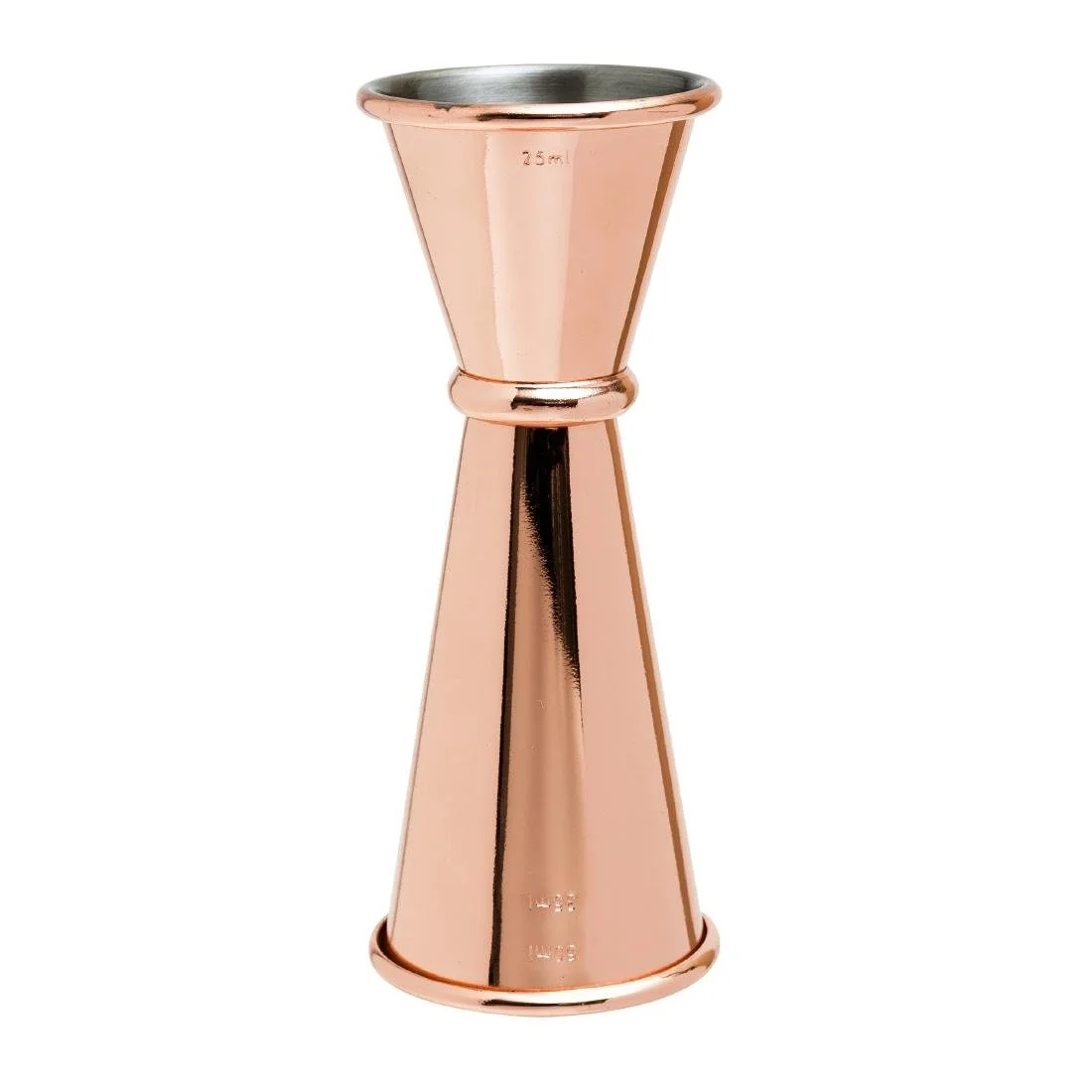 Beaumont Copper Plated Banded Jigger Measure 25ml/35ml/50ml