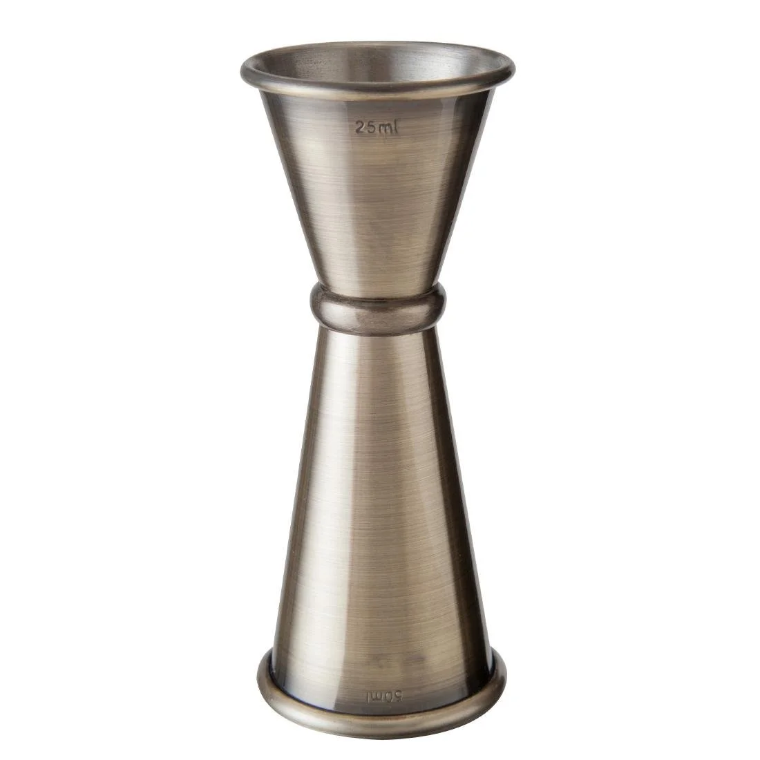 Beaumont Antique Brass Plated Banded Jigger 25ml/35ml/50ml - Image 1