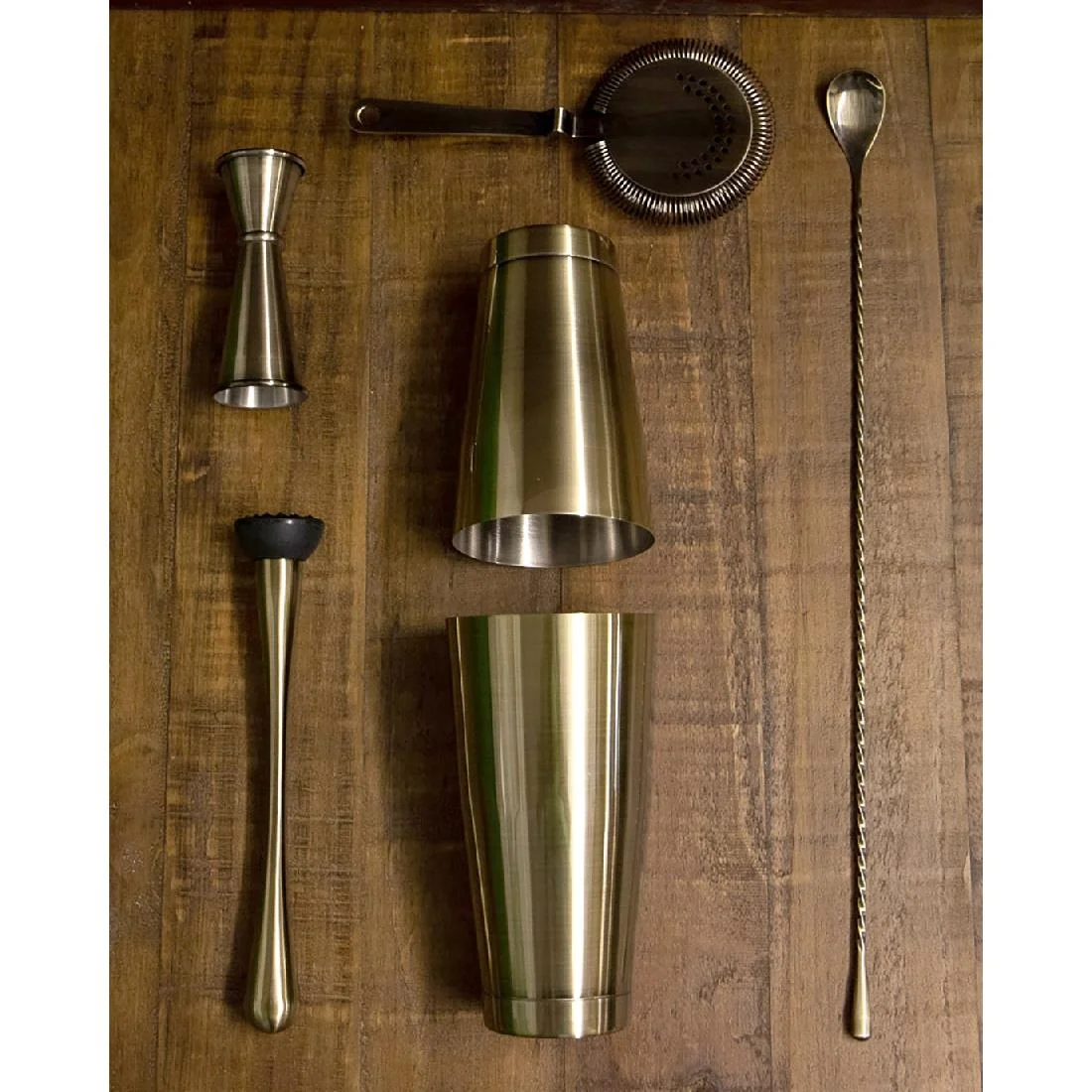 Beaumont Antique Brass Plated Banded Jigger 25/35/50ml - Image 3