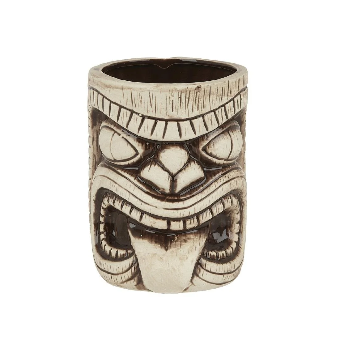 Beaumont Ceramic Toscano Lono Tiki Mug Coffee Brown 450ml - Image 1
