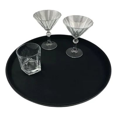 Beaumont Non-Slip Round Tray Black 406mm - Image 3