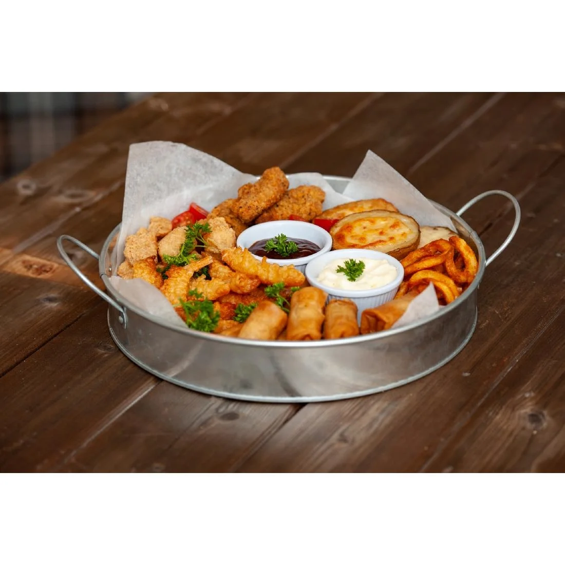 Beaumont Galvanised Tin Serving Platter Round 304mm - Image 2