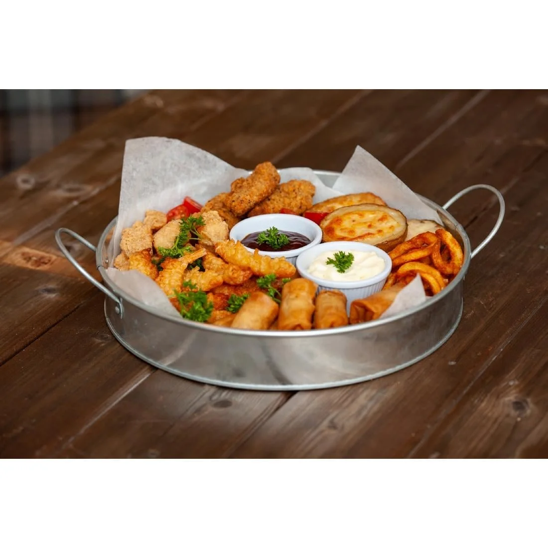 Beaumont Round Galvanised Tin Serving Platter 304mm - Image 2