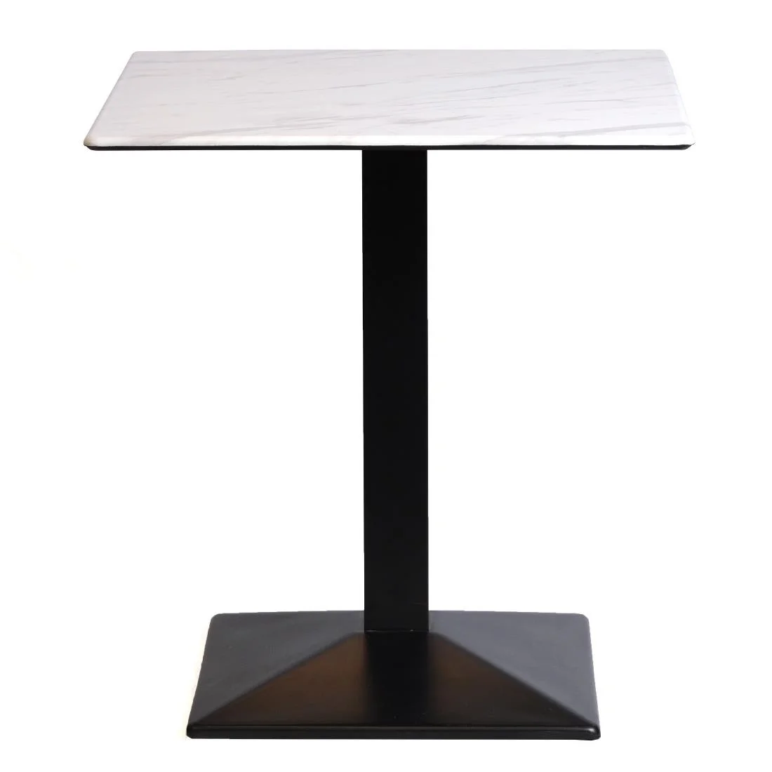 Turin Metal Base 700mm Square Dining Table with Laminate Top in Marble - Image 2