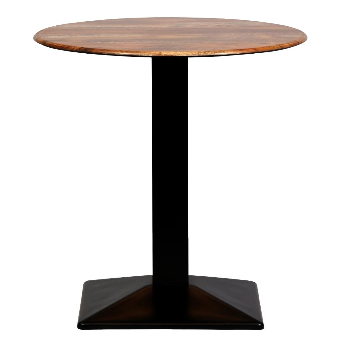 Turin Metal Base 600mm Round Dining Table w/Laminate Top in Planked Oak - Image 2