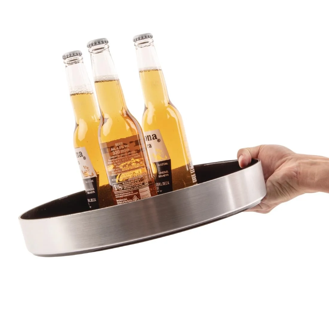 Beaumont Aluminium Round Non-Slip Drinks Tray 330mm - Image 3