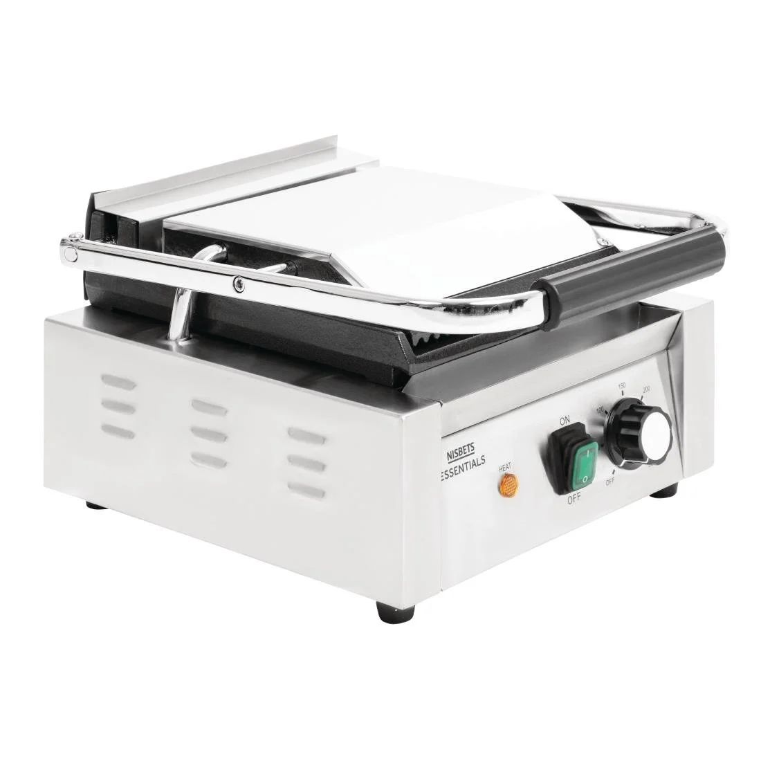 Nisbets Essentials Single Cast Iron Plate Contact Grill (Ribbed/Flat) - 1.8kW - Image 5