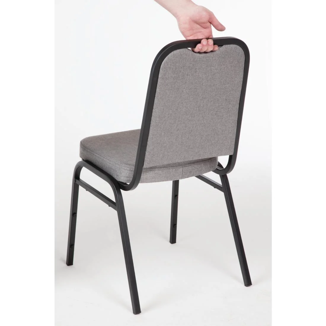 Bolero Steel Banqueting Chair Square Back with Grey Plain Cloth Pack 4 - Image 4