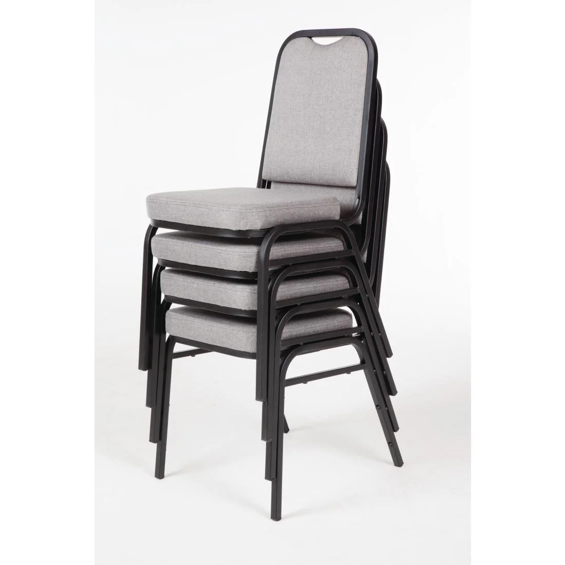 Bolero Steel Banqueting Chair Square Back with Grey Plain Cloth Pack 4 - Image 5