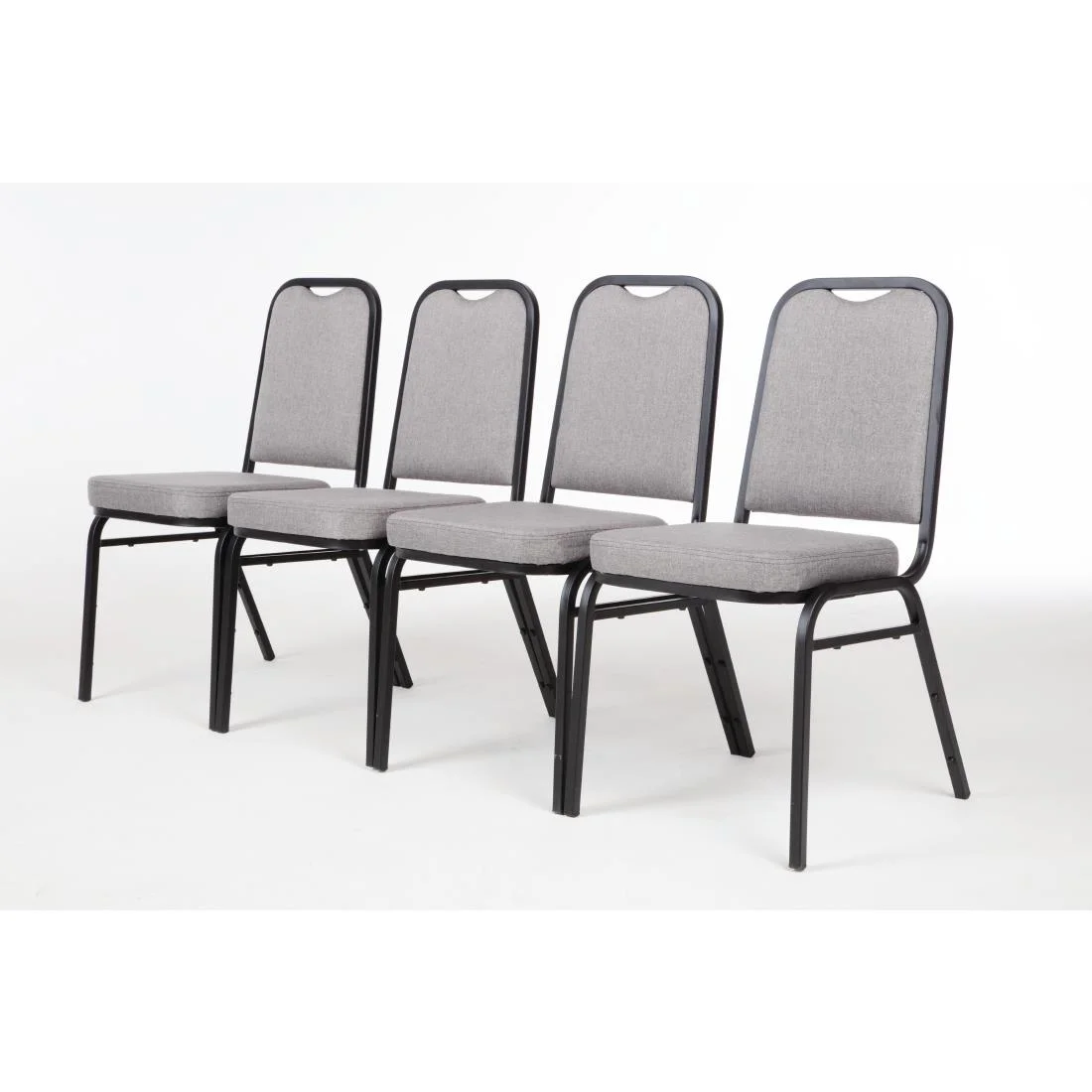 Bolero Steel Banqueting Chair Square Back with Grey Plain Cloth Pack 4 - Image 6