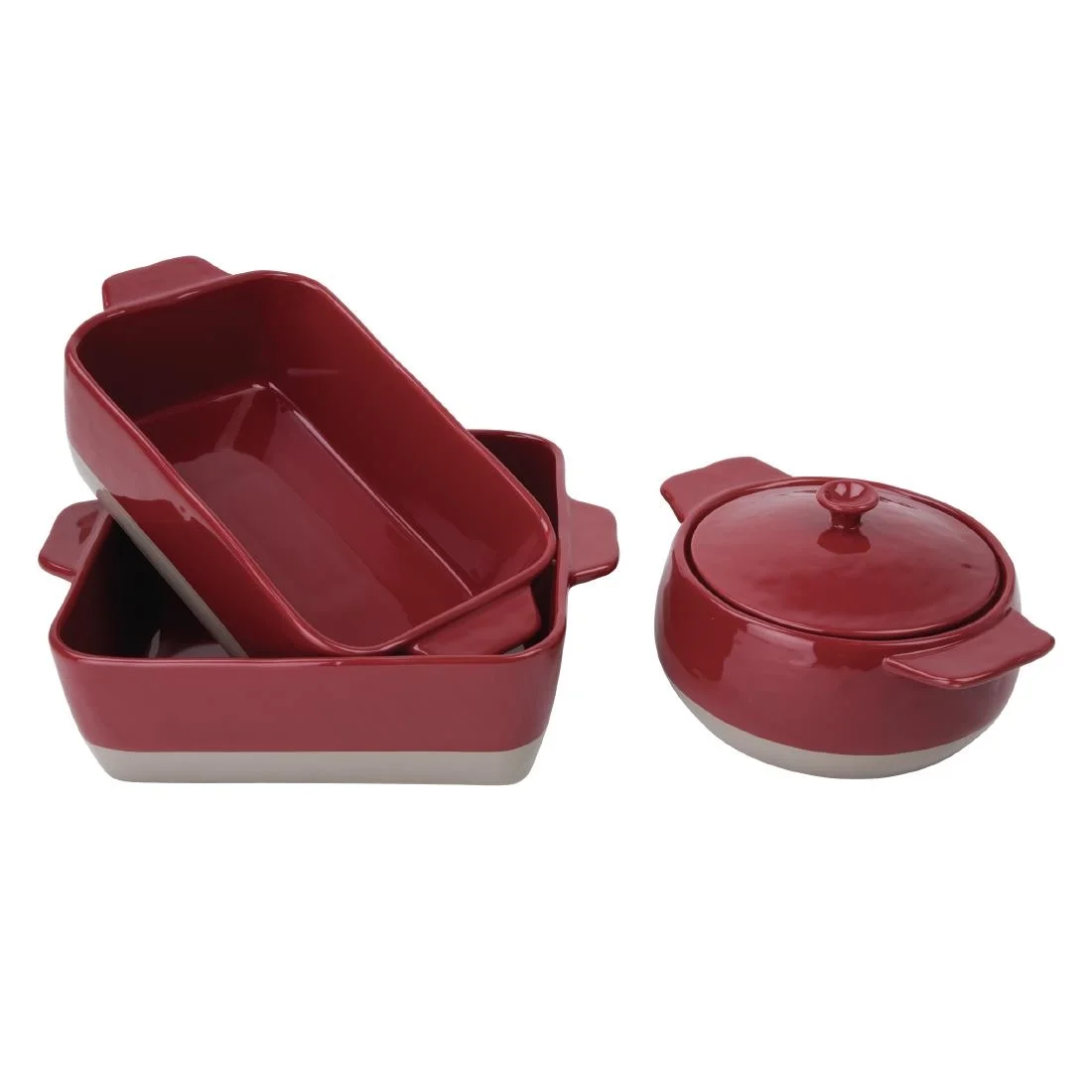 Olympia Red And Taupe Ceramic Roasting Dish ⅓GN - Image 2
