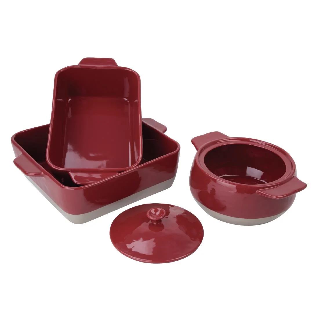 Olympia Red And Taupe Ceramic Roasting Dish ⅓GN - Image 3