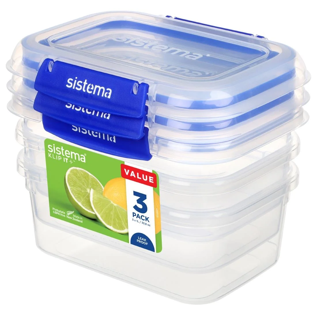 Sistema Klip It Plus Storage Containers 1Ltr (3 Pack) - Image 1