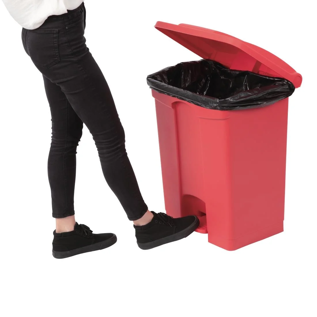 Jantex Kitchen Pedal Bin Red 65Ltr - Image 5