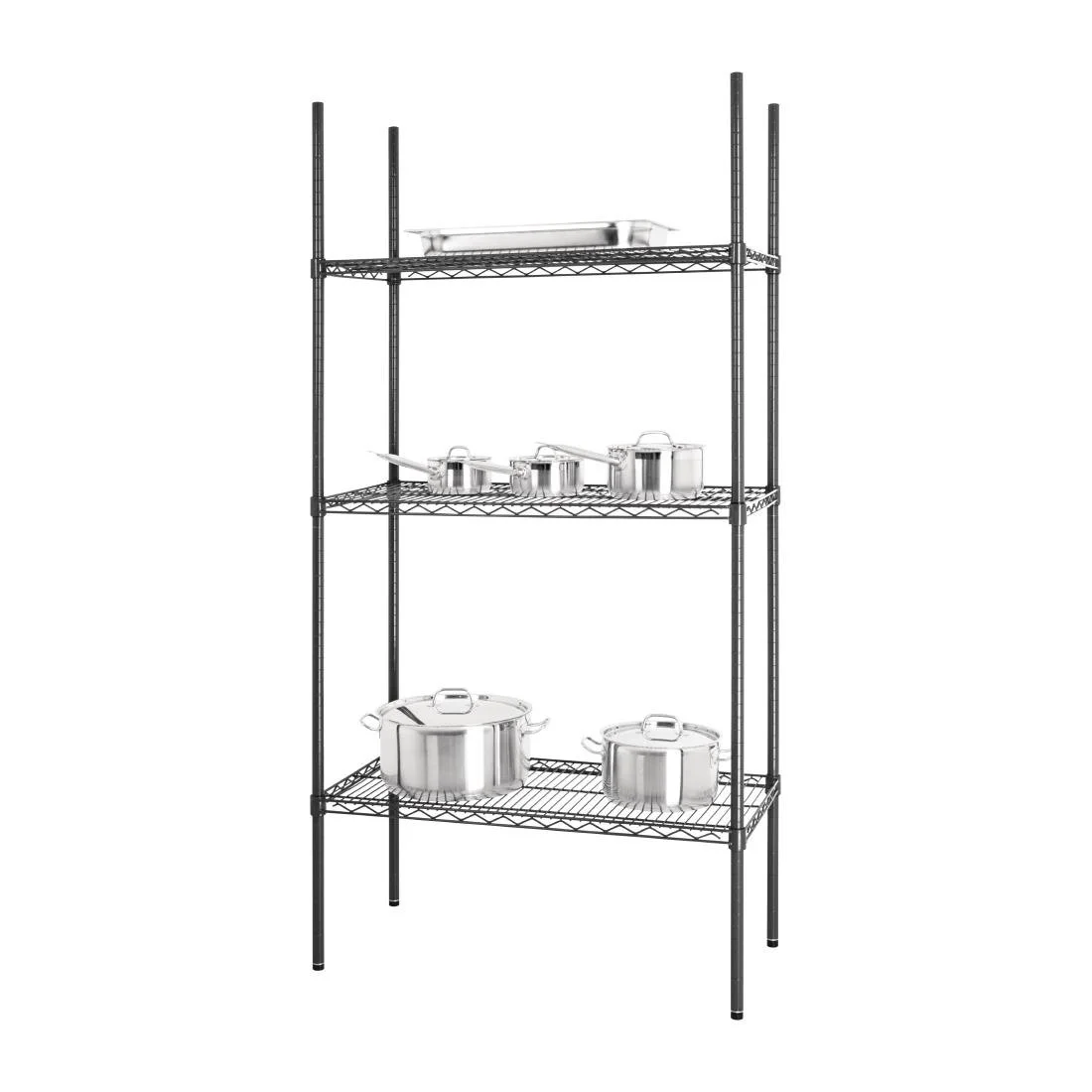 Nisbets Essentials 3 Tier Coated Shelving Unit 1820 x 915 x 457mm - Image 2