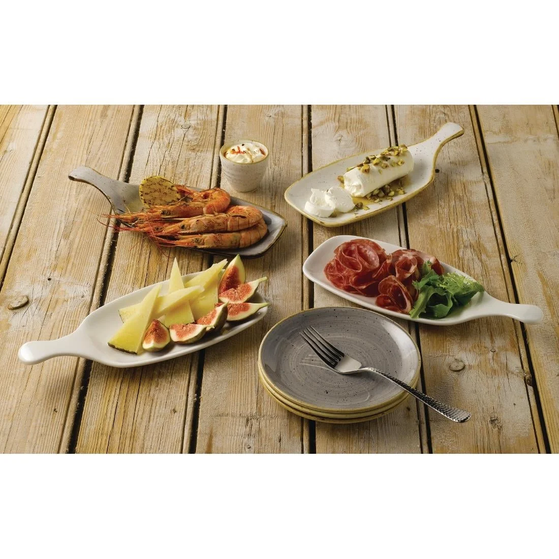 Churchill Stonecast Handled Paddles Barley White 284mm (6 Pack) - Image 2
