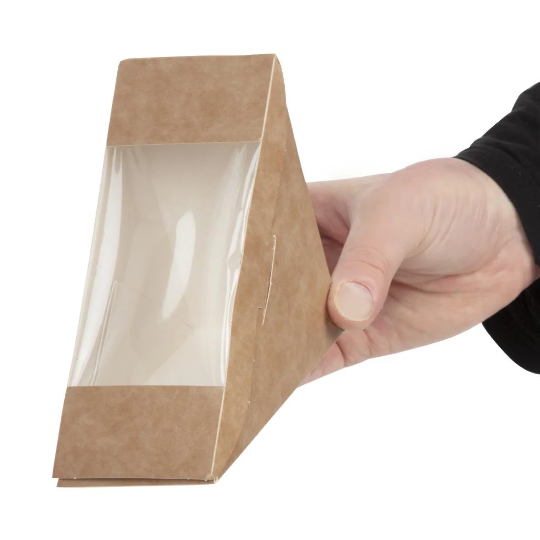Colpac Recyclable Kraft Front-Loading Sandwich Wedges With PLA Window (500 Pack) - Image 6